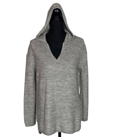 ATHLETA Women Hooded Sweater Pullover Long Sleeve V Neck Sz XS Gray 54-7 - Picture 1 of 12